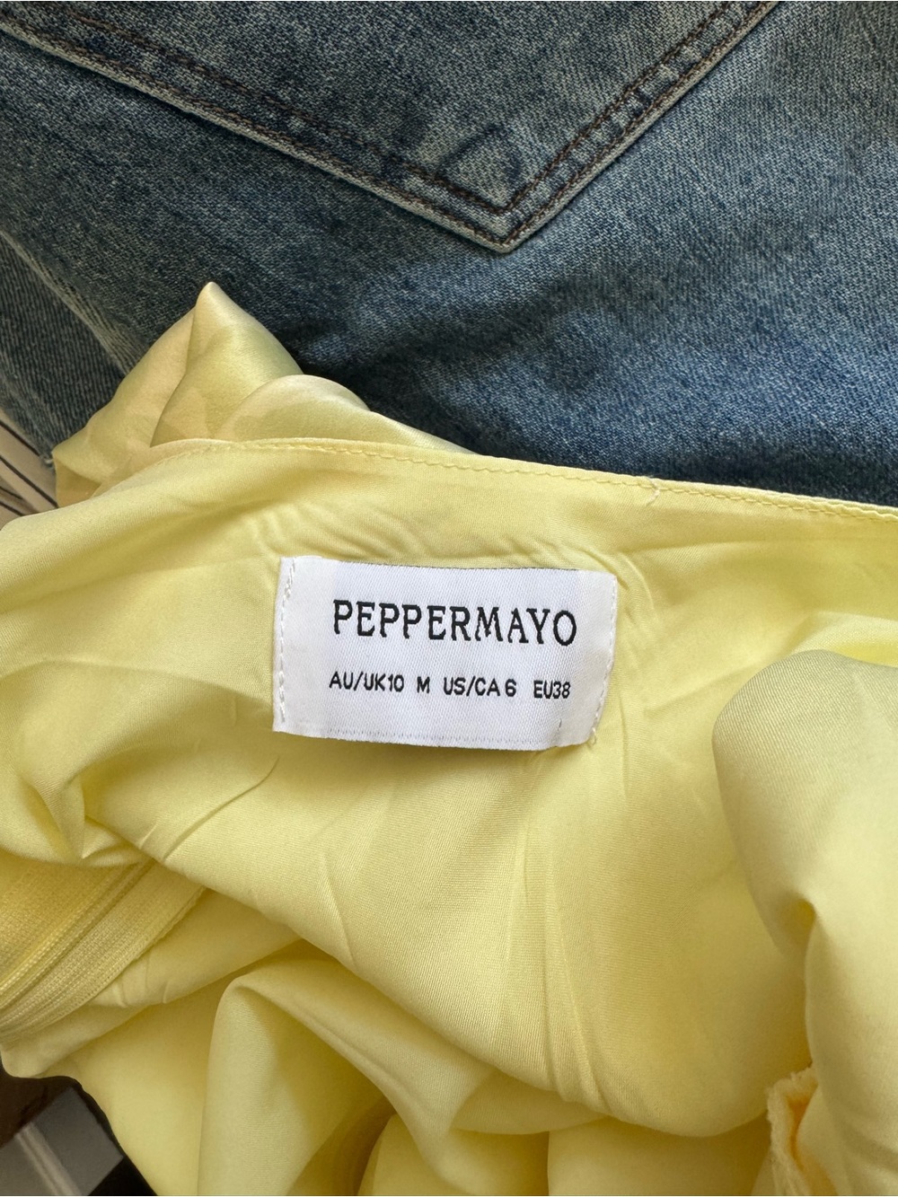 Peppermayo Pale Yellow Slip Maxi Dress with Subtle Floral Jacquard - Picture 3 of 3